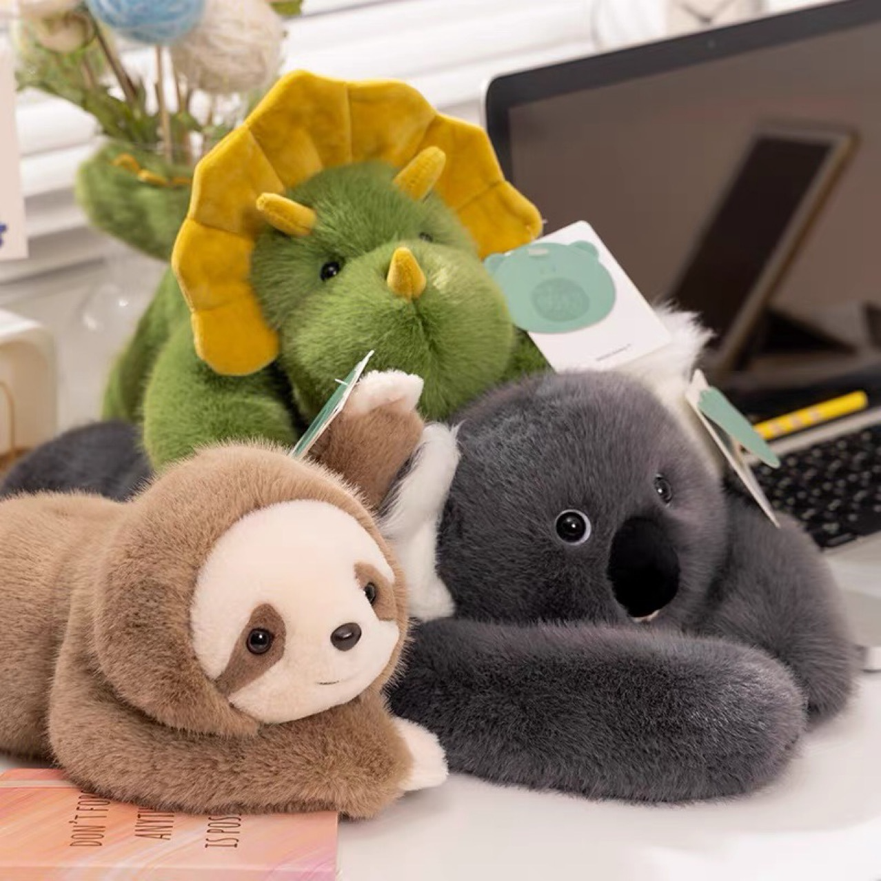 Panda, Koala, Sloth, Dinosaur, Bear & Little Panda Plush Doll Gift – Kids Soft Stuffed Toy
